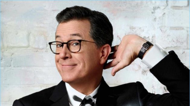 Stephen Colbert Covers GQ, Talks Post-Trump America Hamming it up for the camera, Stephen Colbert wears a tuxedo by Ralph Lauren.