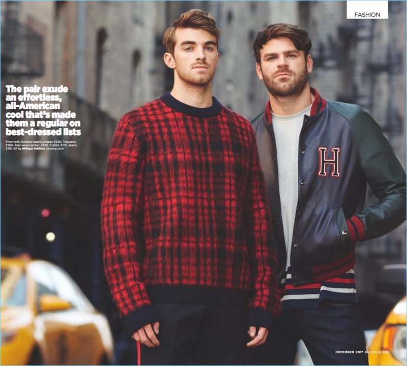 Alex Pall and Drew Taggart of The Chainsmokers wear Hilfiger Edition. 