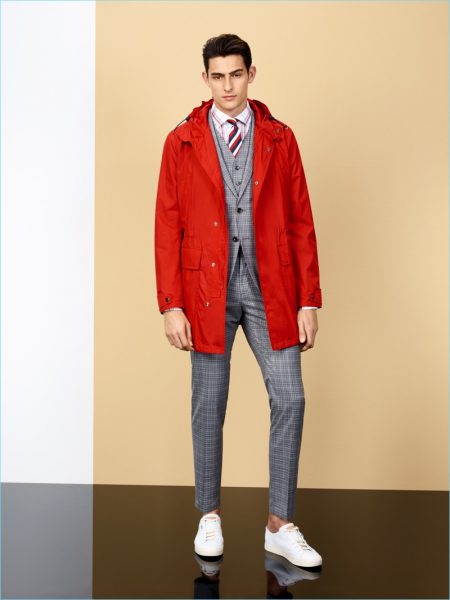 Add a splash of color to your wardrobe with this red coat by Tommy Hilfiger Tailored.
