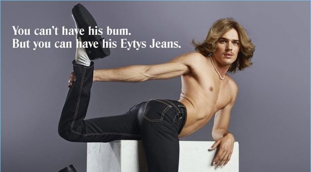Dutch model Ton Heukels fronts Eytys' cheeky denim campaign.