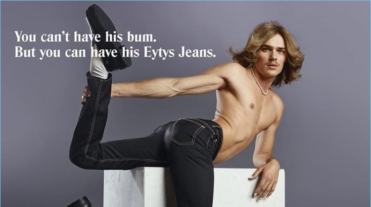 Dutch model Ton Heukels fronts Eytys' cheeky denim campaign.