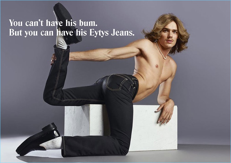 Dutch model Ton Heukels fronts Eytys' cheeky denim campaign.