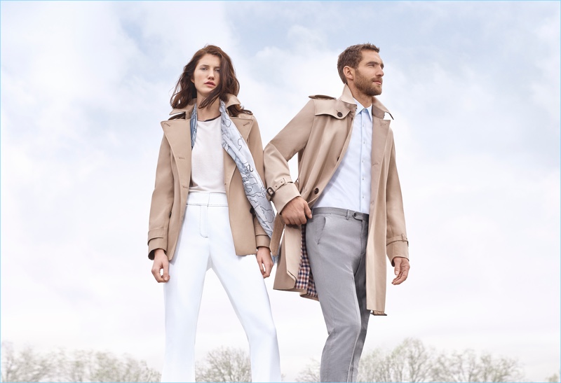 Models Mila Ganame and Will Chalker star in Aquascutum's spring-summer 2018 campaign.