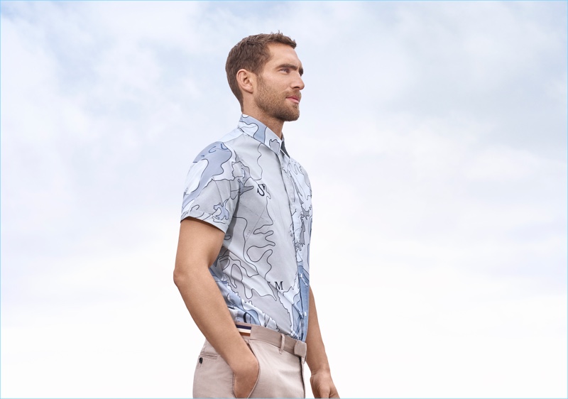 Picture-perfect, Will Chalker appears in Aquascutum's spring-summer 2018 campaign.