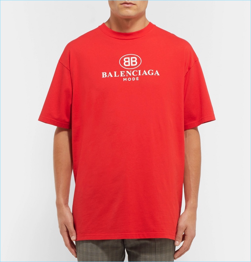 Balenciaga Printed Cotton-Jersey T-Shirt