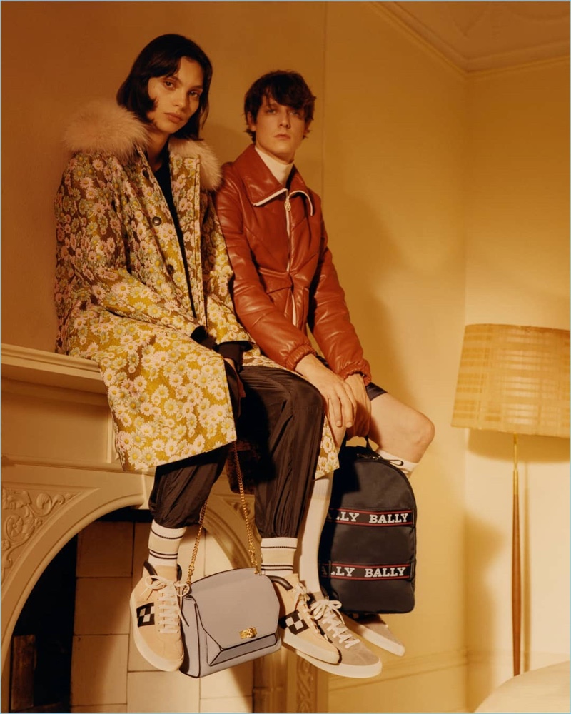 Models Charlee Fraser   and Marc-André Turgeon star in Bally's spring-summer 2018 campaign.