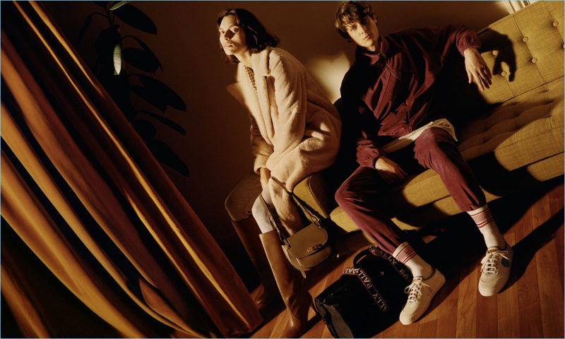 Bally enlists models Charlee Fraser   and Marc-André Turgeon as the stars of its spring-summer 2018 campaign.