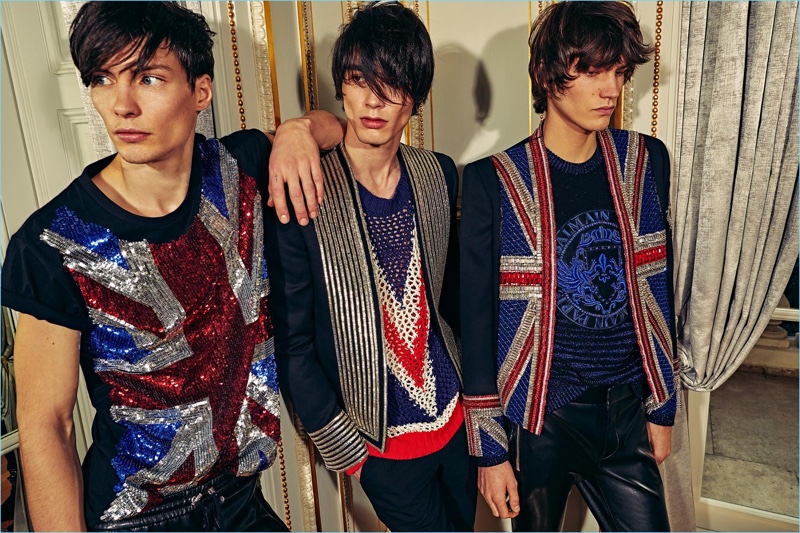 Balmain embraces a British style motif as part of its pre-fall 2018 collection. » Balmain Goes Glam for Rock-Inspired Pre-Fall '18 Collection Balmain embraces a British style motif as part of its pre-fall 2018 collection.