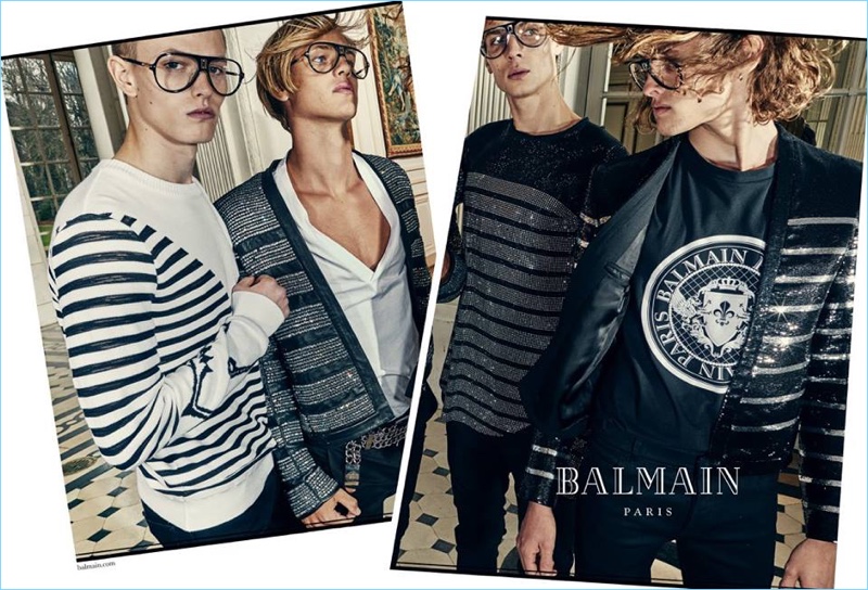 Davy Swart, Emil Wikstrom, Maxime Findeling, and Ariel Rosa star in Balmain's spring-summer 2018 campaign.