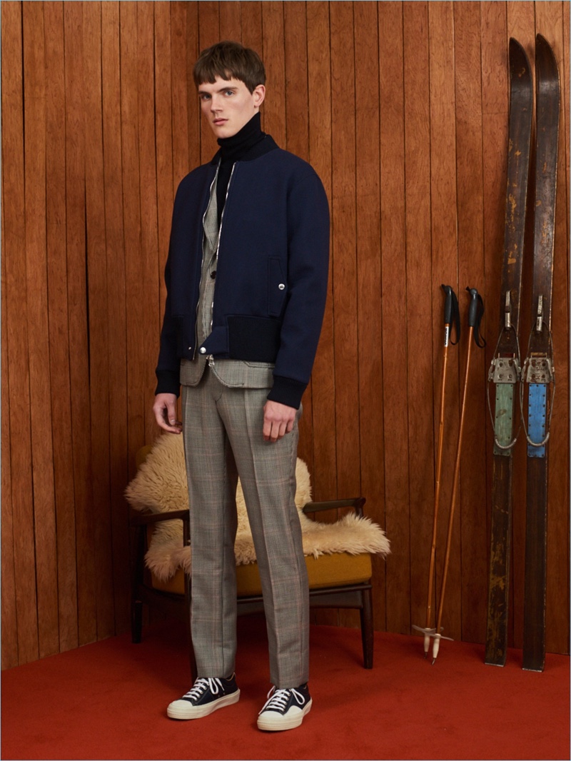 Veste Pull Zip Homme 100% Laine Band Of Outsiders - Rouge/Bleu Marine - Taille 2XS à M