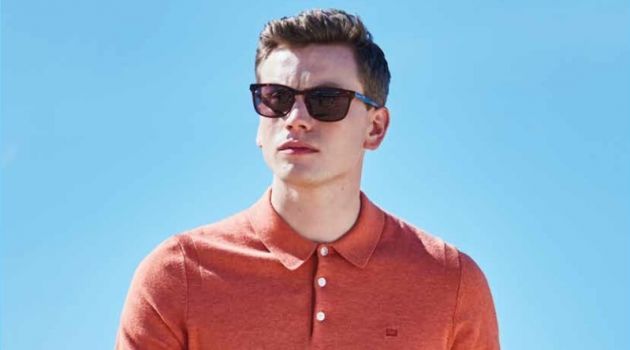 Ben Sherman Channels 60s Style for Spring '18 Collection Model Sid Ellisdon sports a long-sleeve polo with dark wash jeans by Ben Sherman.