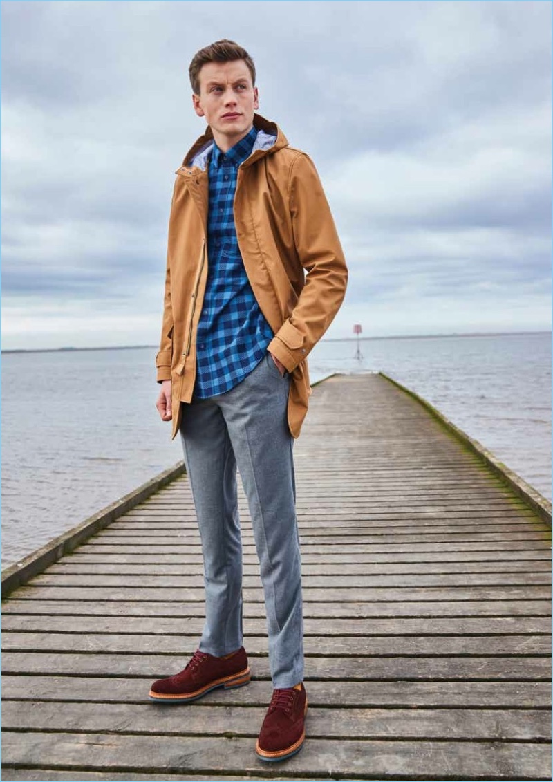 Sporting casual staples, Sid Ellisdon connects with Ben Sherman.