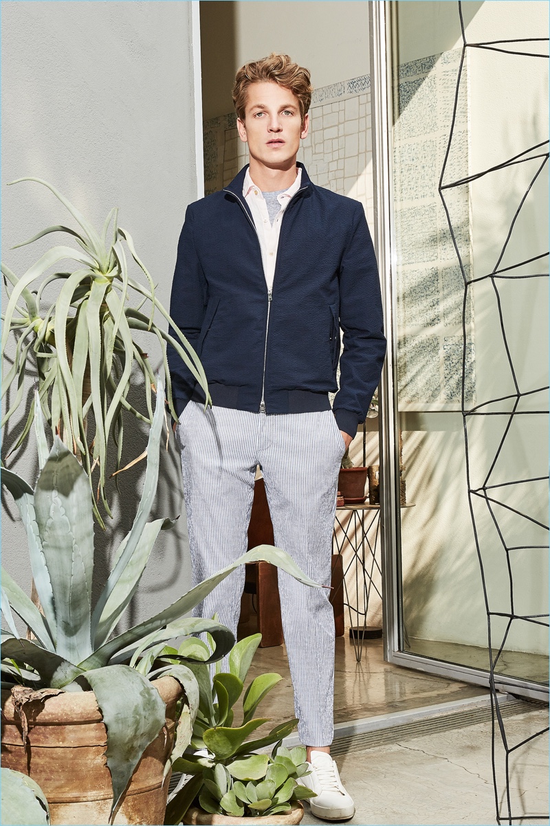 Hugo Sauzay stars in Brooksfield's spring-summer 2018 lookbook.