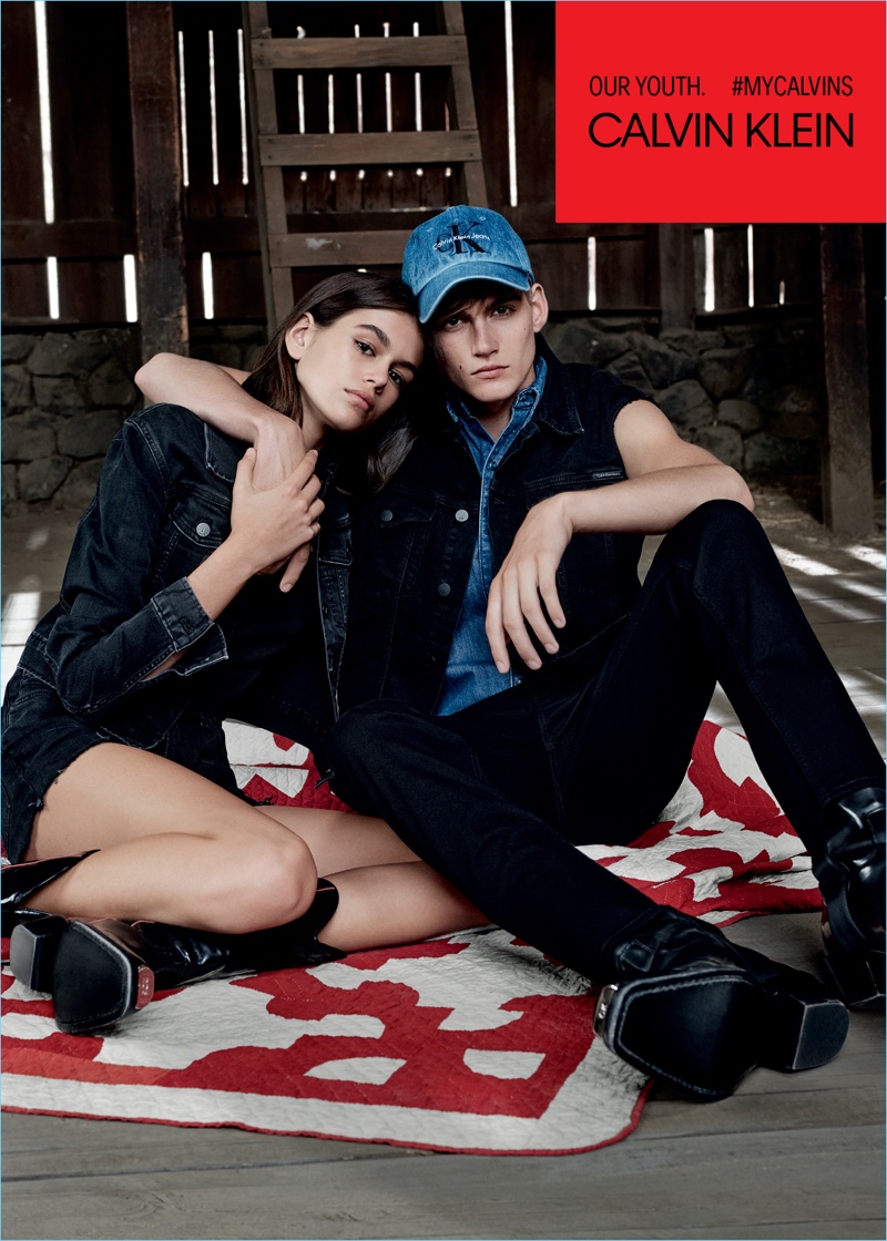 Siblings Kaia and Presley Gerber front Calvin Klein Jeans' spring-summer 2018 campaign.