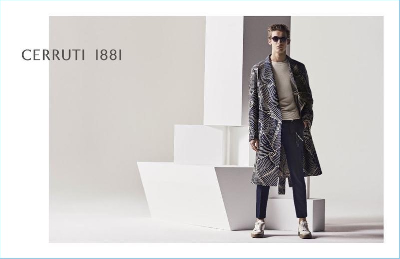 Matthew Brookes photographs Christopher Einla for Cerruti 1881's spring-summer 2018 campaign.