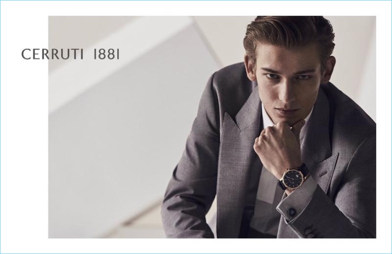 Connecting with Cerruti 1881, Christopher Einla fronts the brand's spring-summer 2018 campaign.
