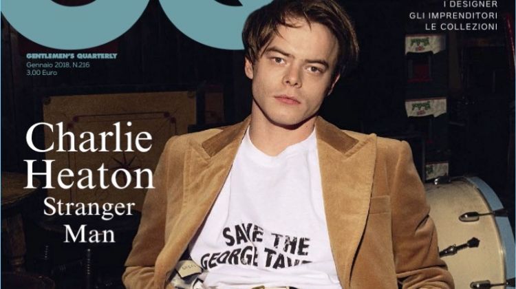 Charlie Heaton covers the January 2018 issue of GQ Italia.