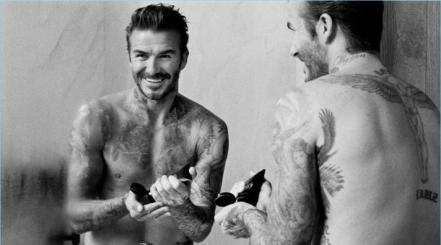David Beckham Enters Grooming Market with New Line House 99 A shirtless David Beckham promotes his new grooming line, House 99.