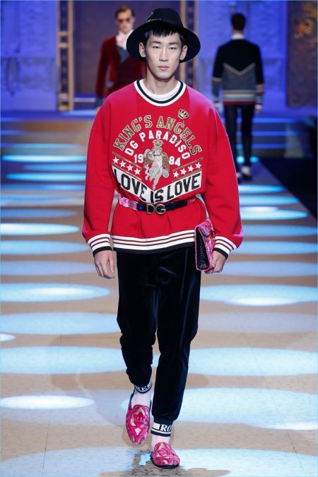 Dolce & Gabbana has no problem embracing color with this pop of red from its fall-winter 2018 collection.