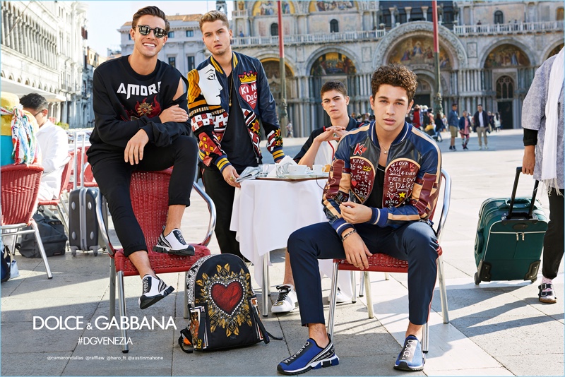 Cameron Dallas, Rafferty Law, Hero Fiennes Tiffin, and Austin Mahone appear in Dolce & Gabbana's spring-summer 2018 campaign.