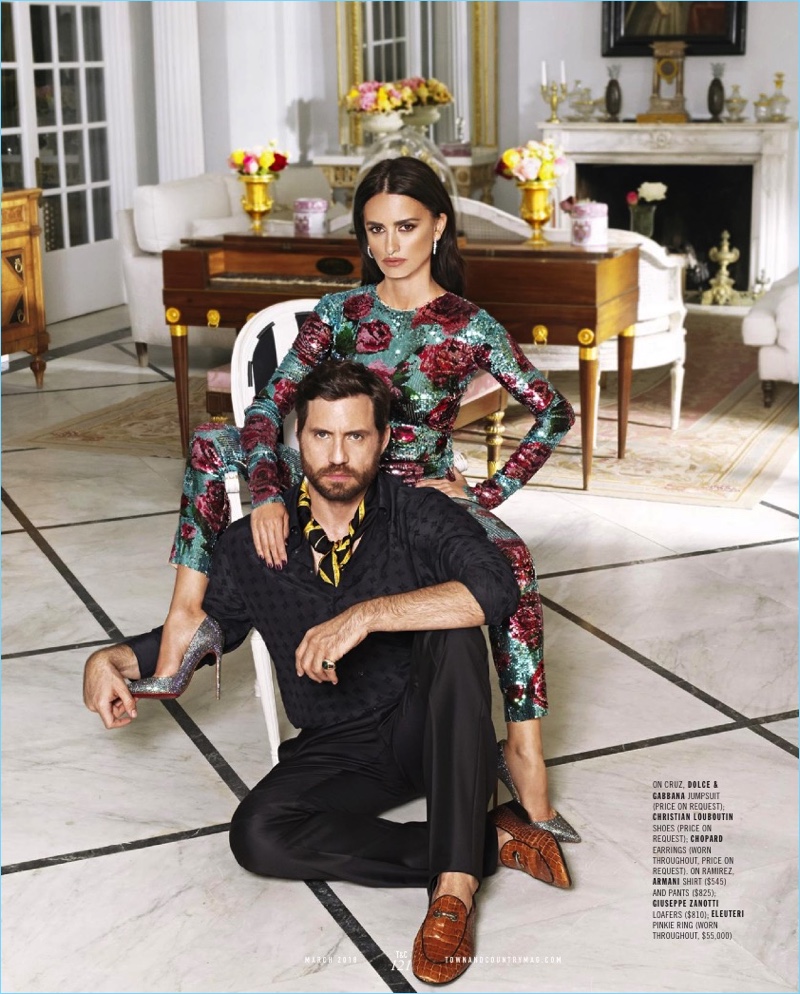 Tom Munro photographs Penélope Cruz and Édgar Ramirez for Town & Country.