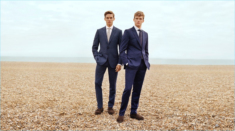 Taking to the beach, Chris Doe and Hamish Quigley front Gieves & Hawkes' spring-summer 2018 campaign.