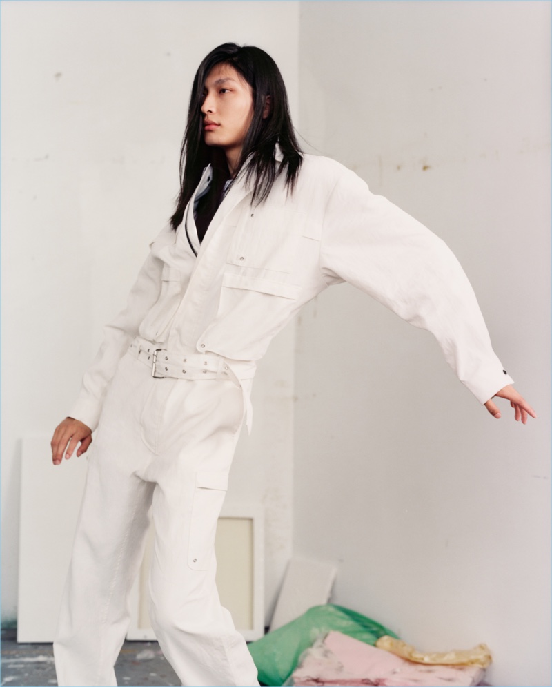 Zheng dons an all-white look for HUGO's spring-summer 2018 campaign.