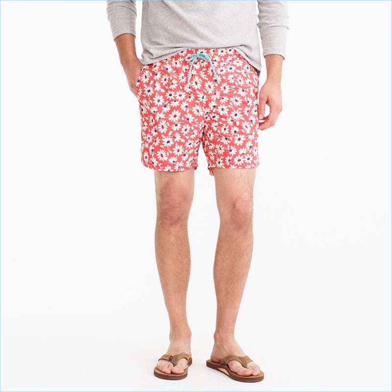 J.Crew Men's Pink Floral Swim Trunks