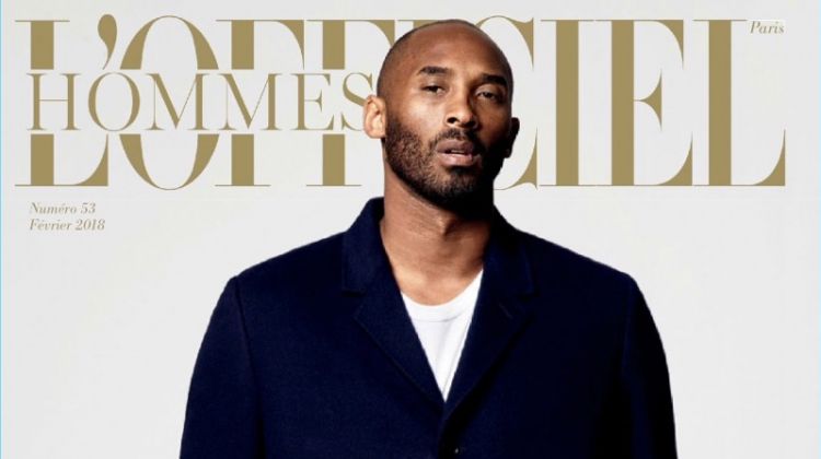 Kobe Bryant covers the February 2018 issue of L'Officiel Hommes Paris.