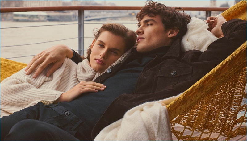 Models Giedre Dukauskaite and Federico Novello appear in a Massimo Dutti editorial.