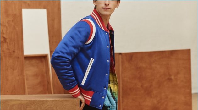 New Season Looks: Mr Porter Goes Off-Duty A varsity cool thrives with AMIRI's silk-satin bomber jacket, dip-dyed flannel shirt, t-shirt, and denim jeans.