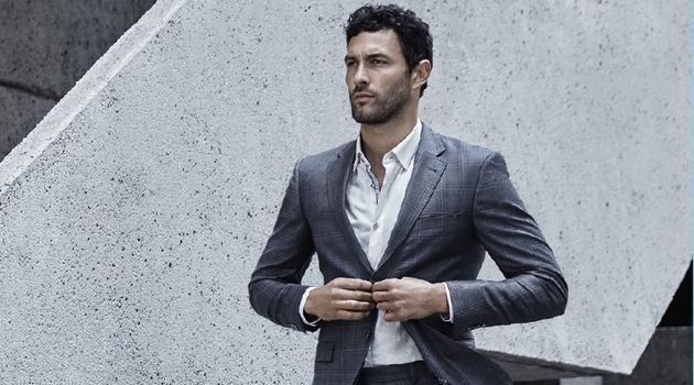 Noah Mills Dons Sleek Office Style for Bloomingdale's Noah Mills suits up in Ted Baker.