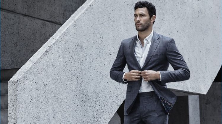 Noah Mills suits up in Ted Baker.