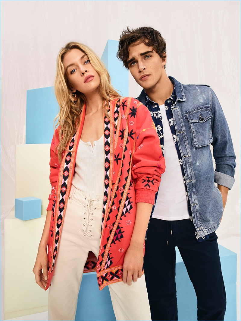 Stella Maxwell and Pepe Barroso come together for Pepe Jeans' spring-summer 2018 campaign.