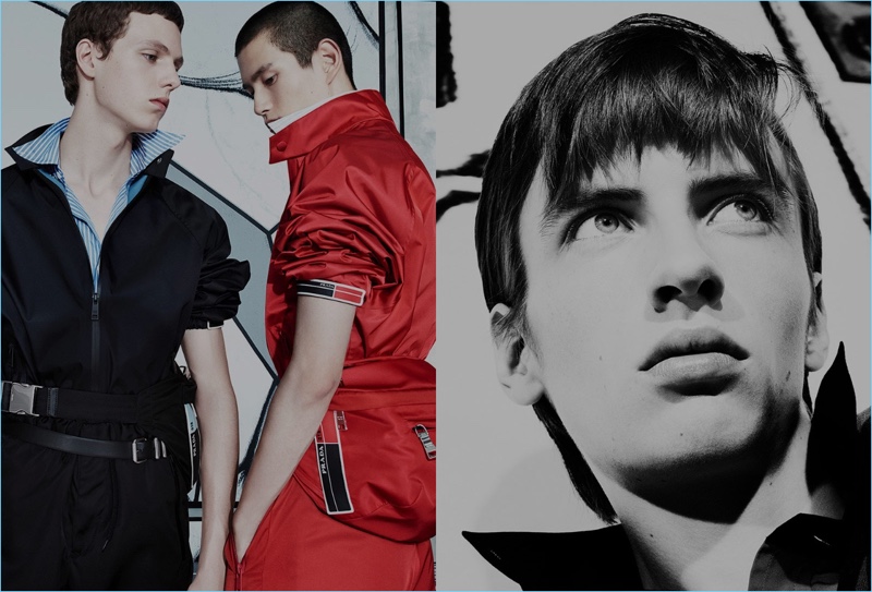 Daan Duez, Ko Hei, and Benno Bulang front Prada's spring-summer 2018 campaign.