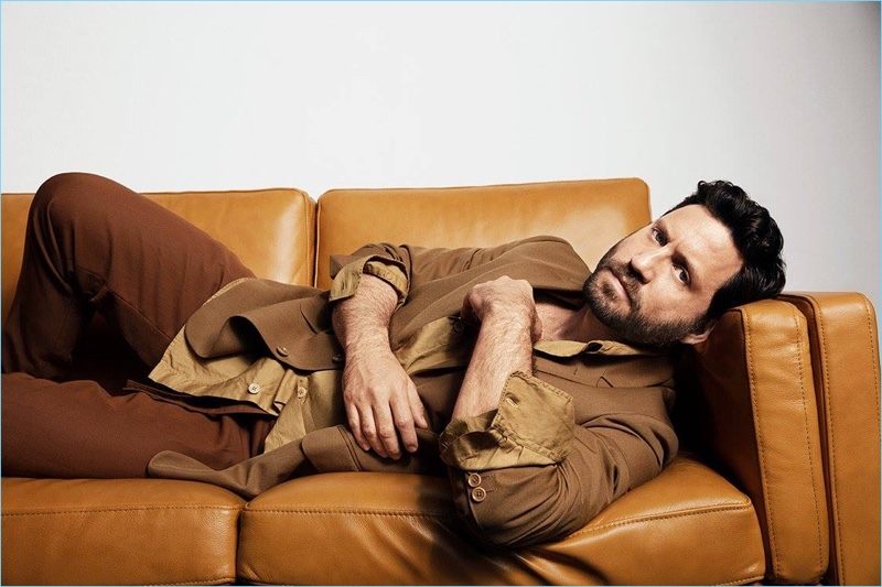 Embracing color, Edgar Ramirez wears a Dries Van Noten shirt and jacket with Salvatore Ferragamo pants.