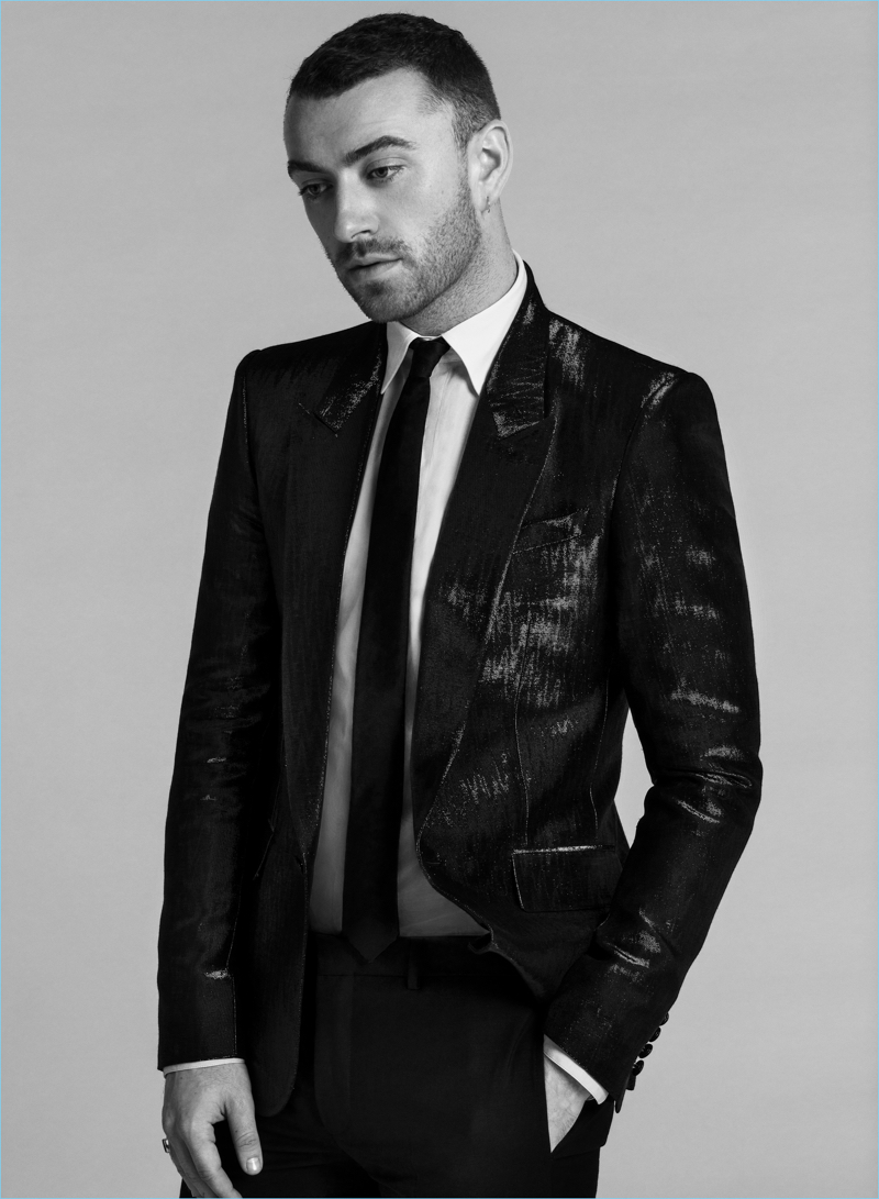 Donning a suit, Sam Smith wears Givenchy.