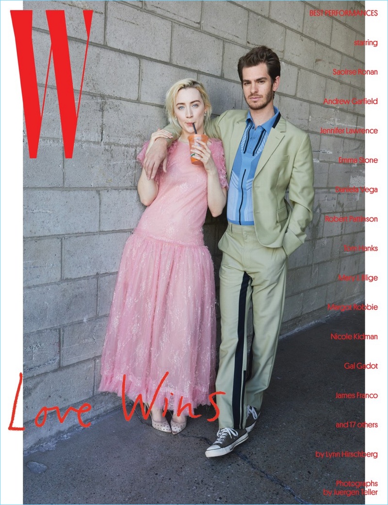 Saoirse Ronan and Andrew Garfield cover W magazine.