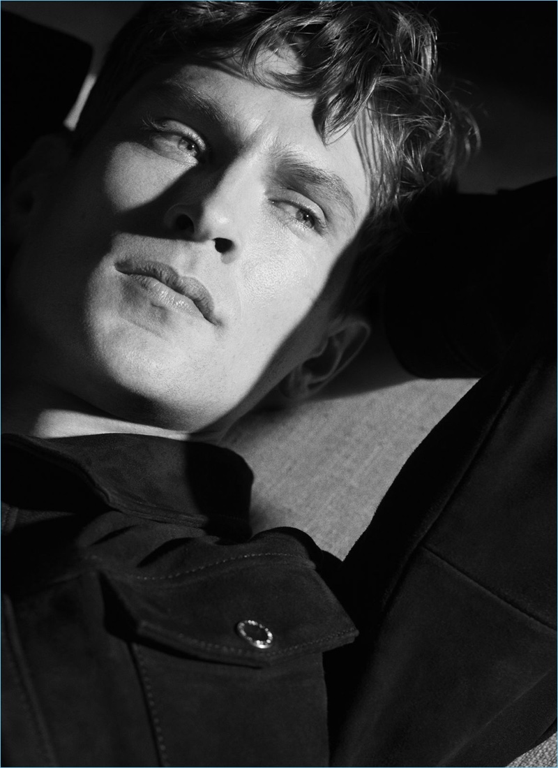 Danish model Mathias Lauridsen appears in Tiger of Sweden's spring-summer 2018 campaign.