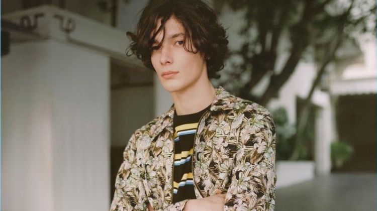 Mixing prints, Anton Jaeger appears in Topman's spring 2018 campaign.