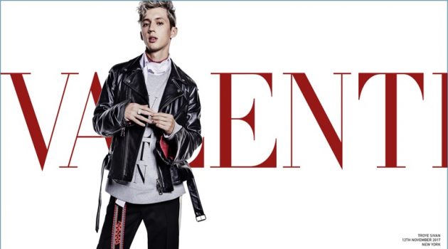Troye Sivan Stars in Valentino Spring '18 Campaign Rocking a leather jacket, Troye Sivan fronts Valentino's spring-summer 2018 campaign.