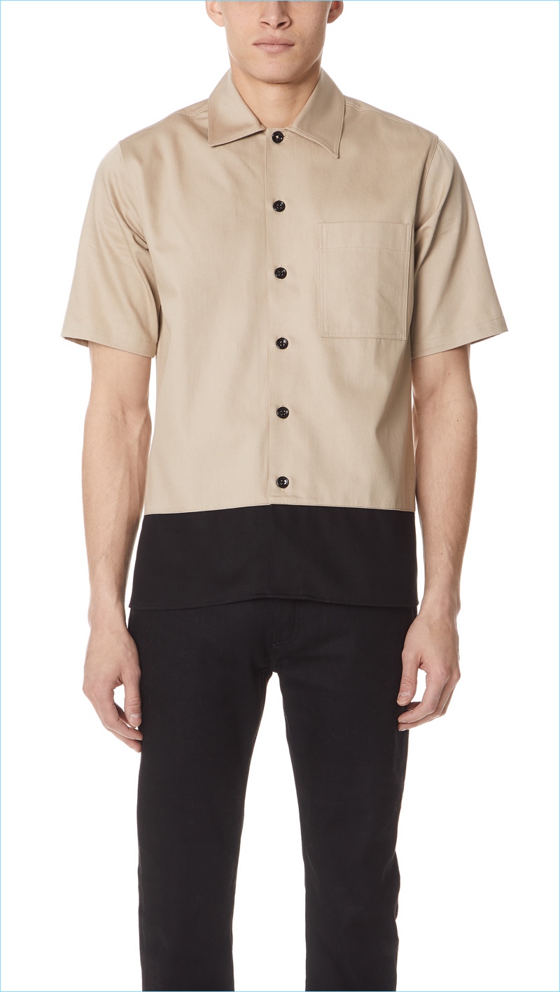 AMI Short Sleeve Colorblock Shirt