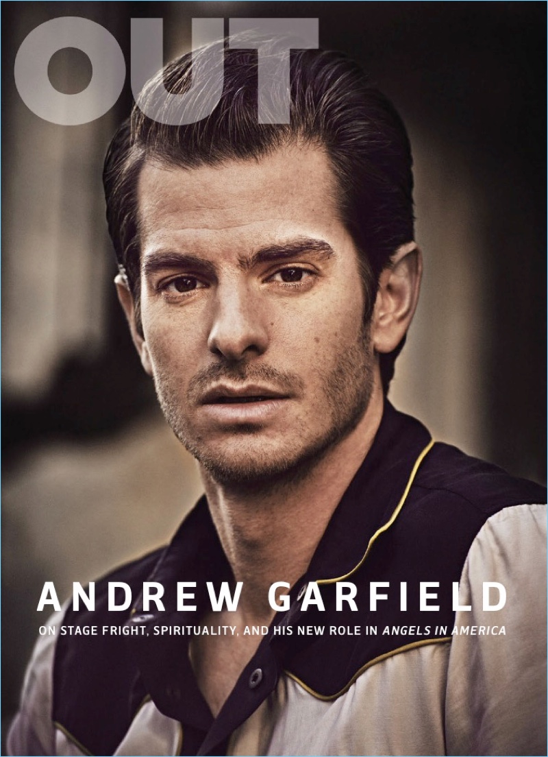 Andrew Garfield covers the March 2018 issue of Out magazine.