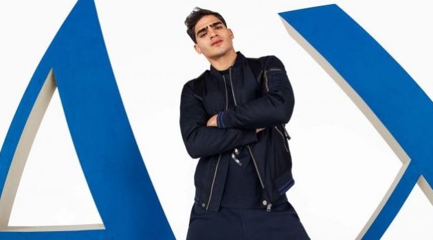 Jhonattan Burjack & Cole Bollman Rock Sporty Style for Armani Exchange Front and center, Jhonattan Burjack wears a spring look from Armani Exchange.