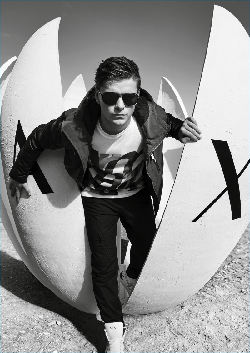 Sabine Villiard photographs Martin Garrix for Armani Exchange's spring-summer 2018 campaign.