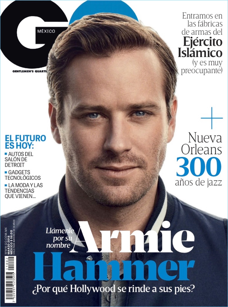 Armie Hammer covers the March 2018 issue of GQ México.