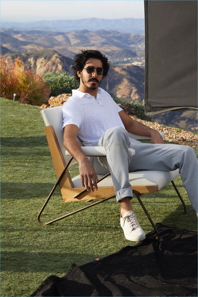 Behind the Scenes: Actor Dev Patel poses for Ermenegildo Zegna's spring-summer 2018 campaign.