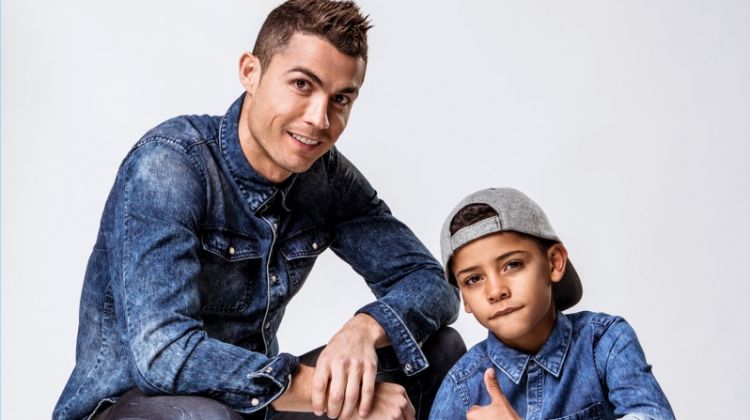 Cristiano Ronaldo and his son Jr. star in CR7 Denim's spring-summer 2018 campaign.