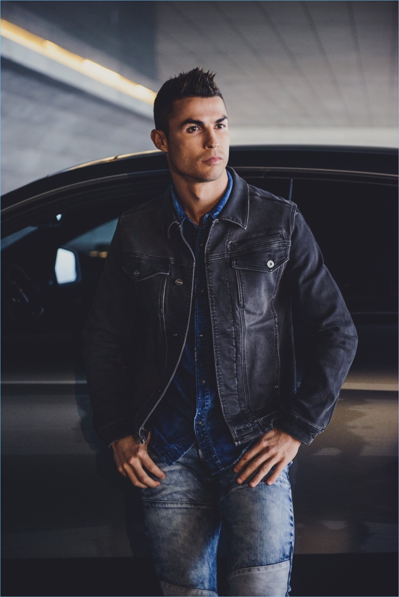 Posing against a car, Cristiano Ronaldo fronts CR7 Denim's spring-summer 2018 campaign. » Cristiano Ronaldo & Son Front CR7 Denim Spring '18 Campaign Posing against a car, Cristiano Ronaldo fronts CR7 Denim's spring-summer 2018 campaign.