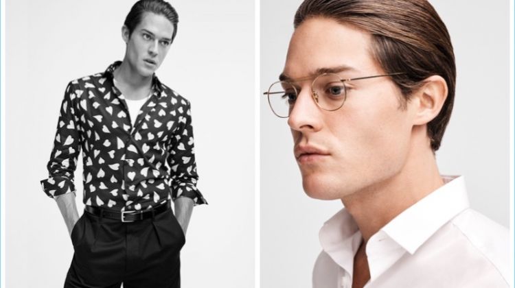 Left: Cesar wears shirt by J.W.Anderson from LN-CC, belt by Tod’s and trousers by Valentino from O’. Right: Cesar dons glasses by Cutler & Gross and shirt by Lanvin from Biffi.